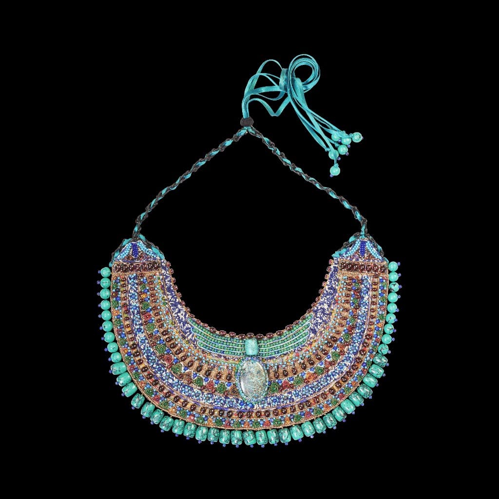 Teal Bib with Fringe